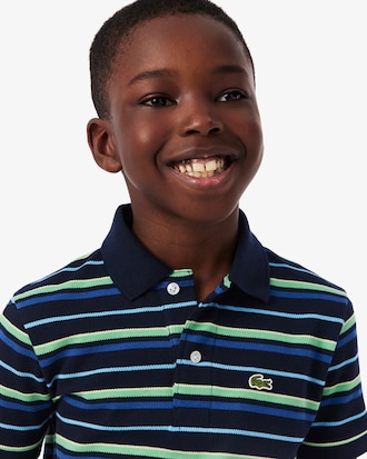 Boys' Contrast Stripe Petit Piqu&eacute; Polo