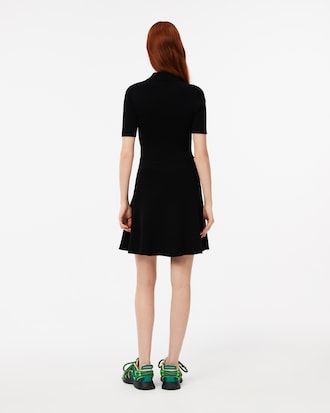 Women's 3D Rib Knit Zip-Up Polo Dress