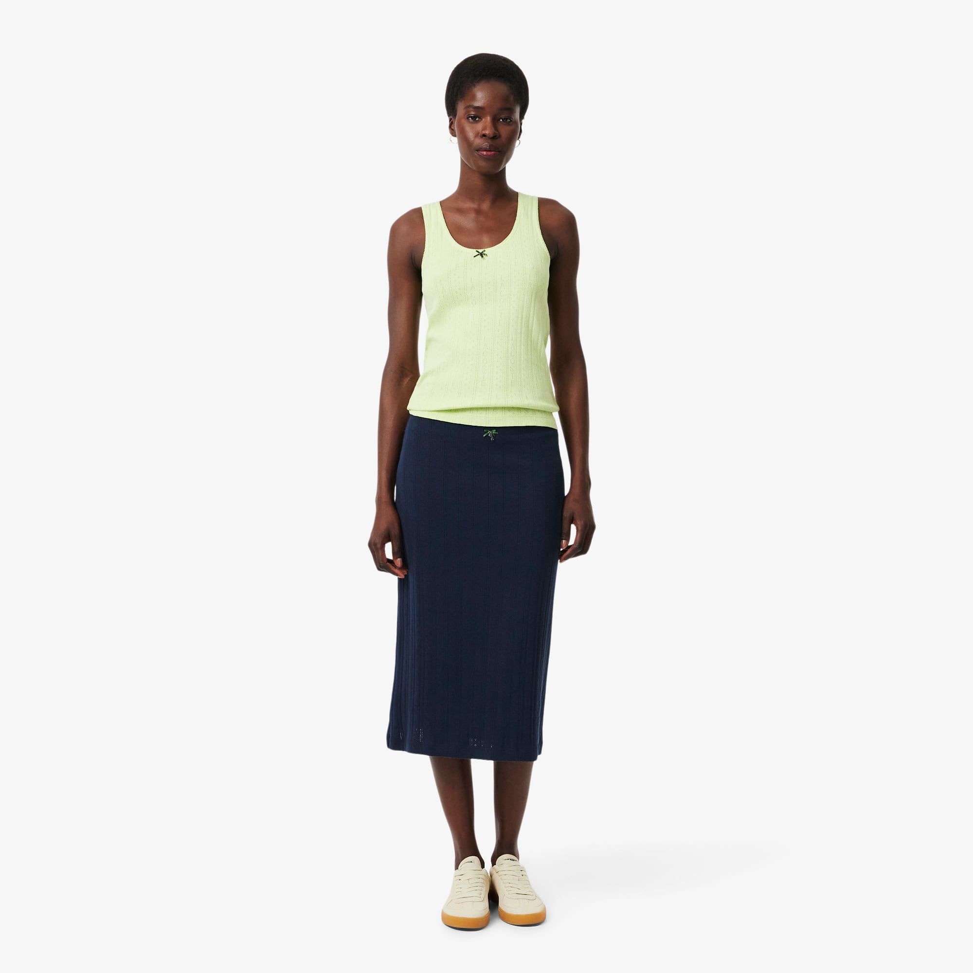 Lacoste Cotton Midi Skirt - Xxl (44) In Blue