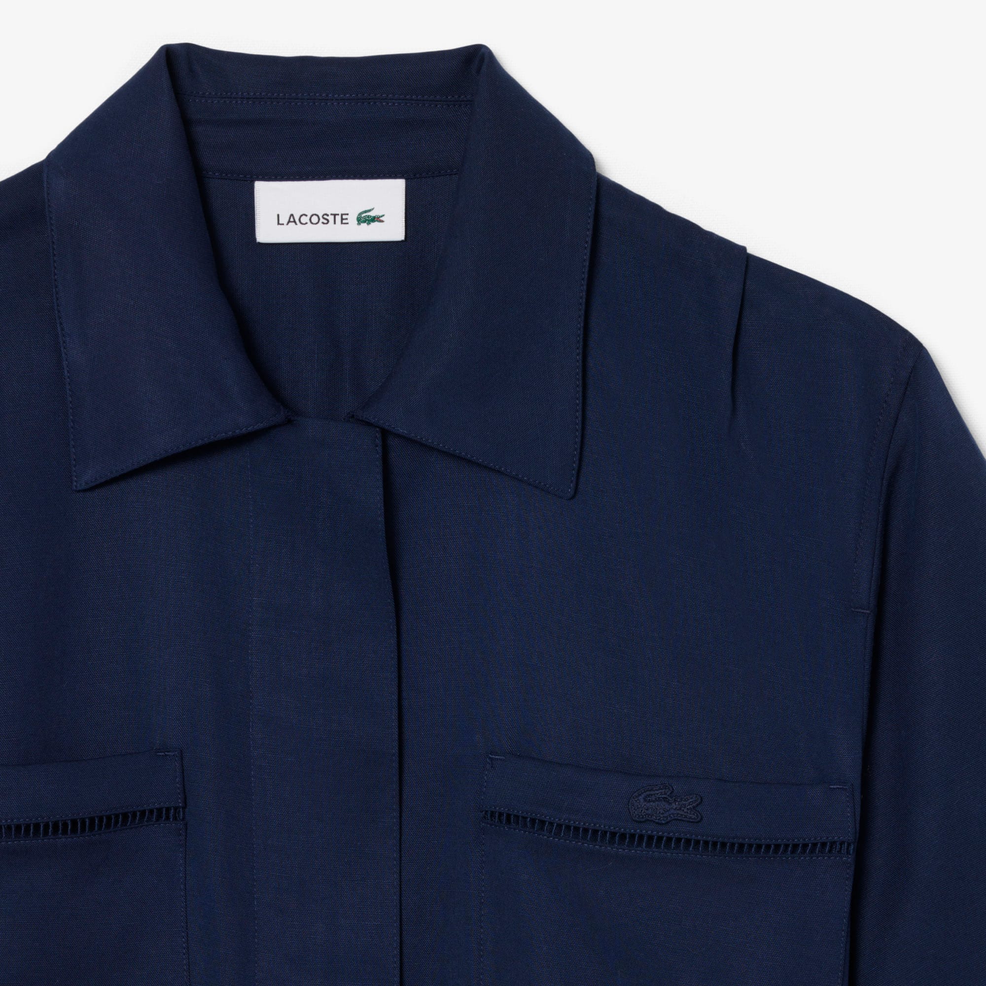 Fluid Linen Blend Shirt Dress