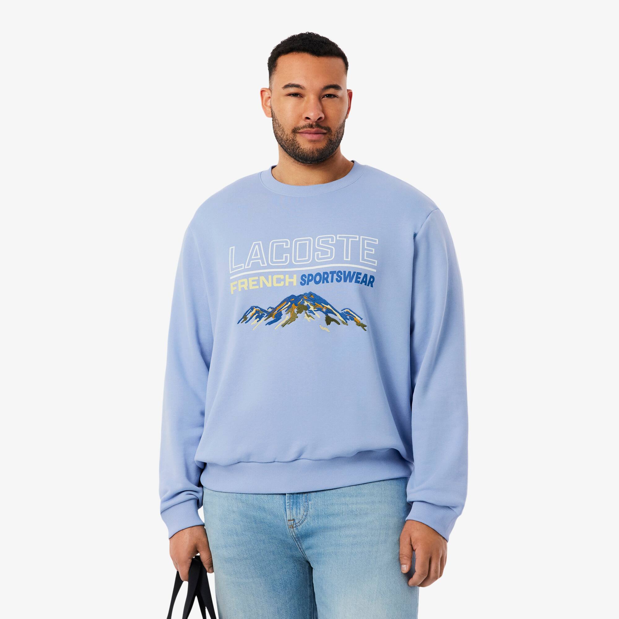 Men's Embroidered Motif Fleece Sweatshirt - Sweaters & Sweatshirts