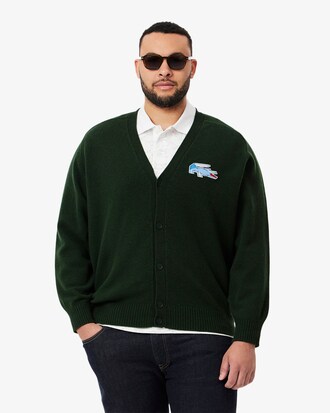 Men's Wool Crocrodile Badge Cardigan