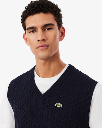 Chaleco tipo jersey de algod&oacute;n con punto de ochos