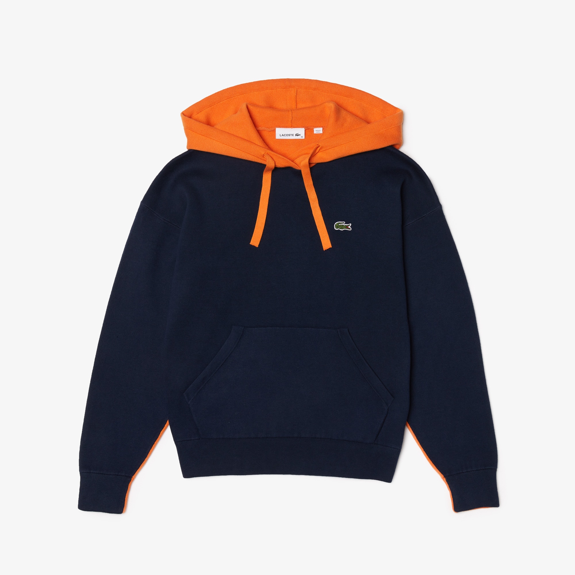 Women's Hooded Sweatshirt Cut Two-Tone Cotton Sweater - Sweaters