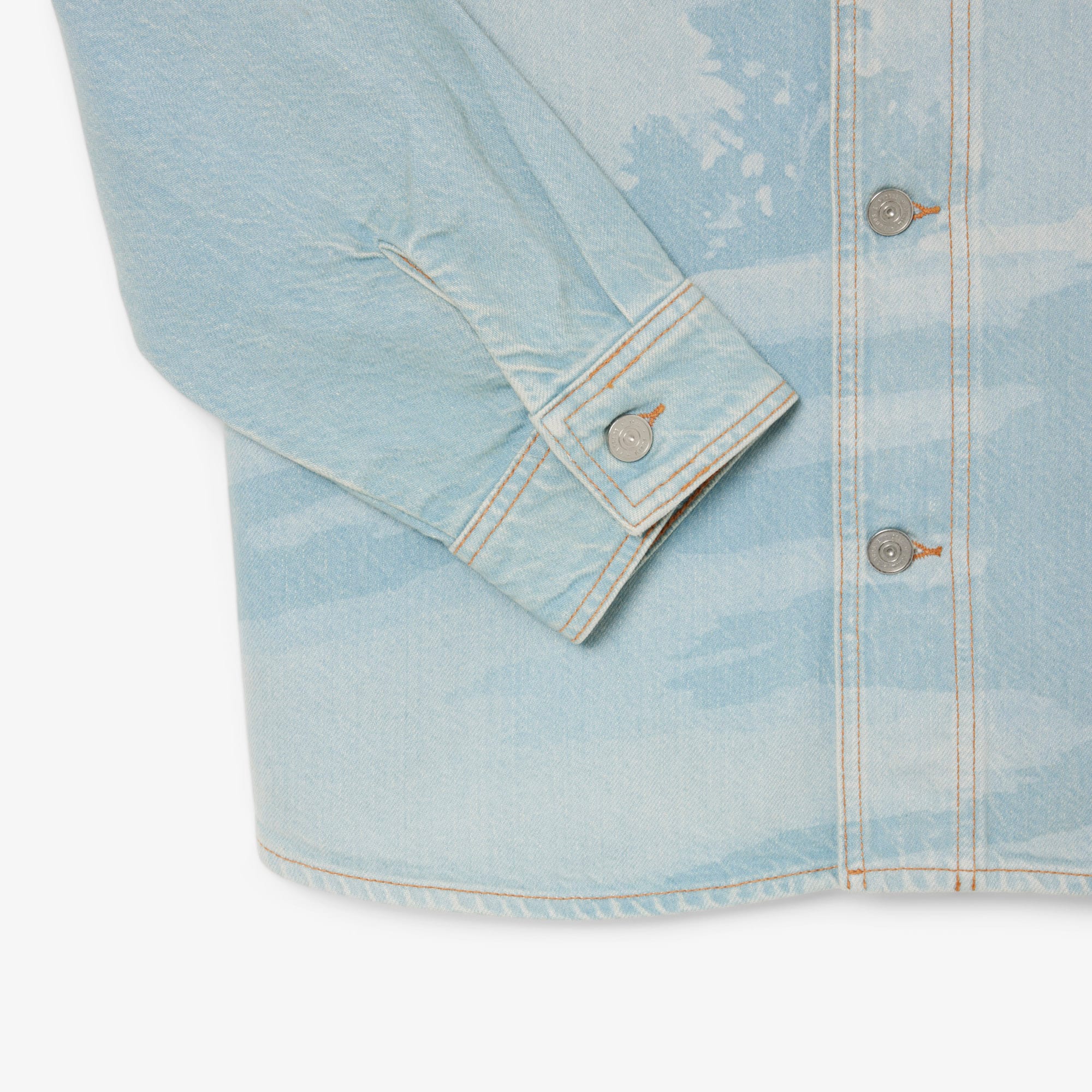 Men's Landscape Motif Denim Overshirt - Button Down Shirts - New