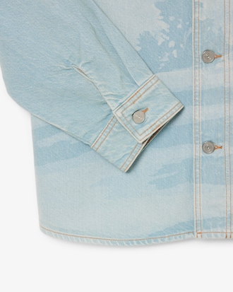 Men's Landscape Motif Denim Overshirt