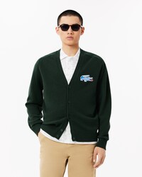 Men's Wool Crocrodile Badge Cardigan