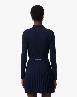 Polo femme slim fit &agrave; manches longues en piqu&eacute; stretch