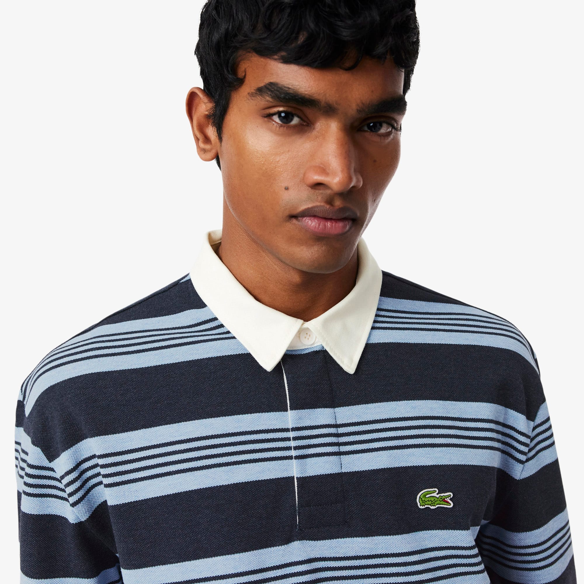 Relaxed Fit Striped Piqué Rugby Polo Shirt - Polo Shirts - New In