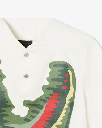 Men's Runway Print Oversized Denim Polo