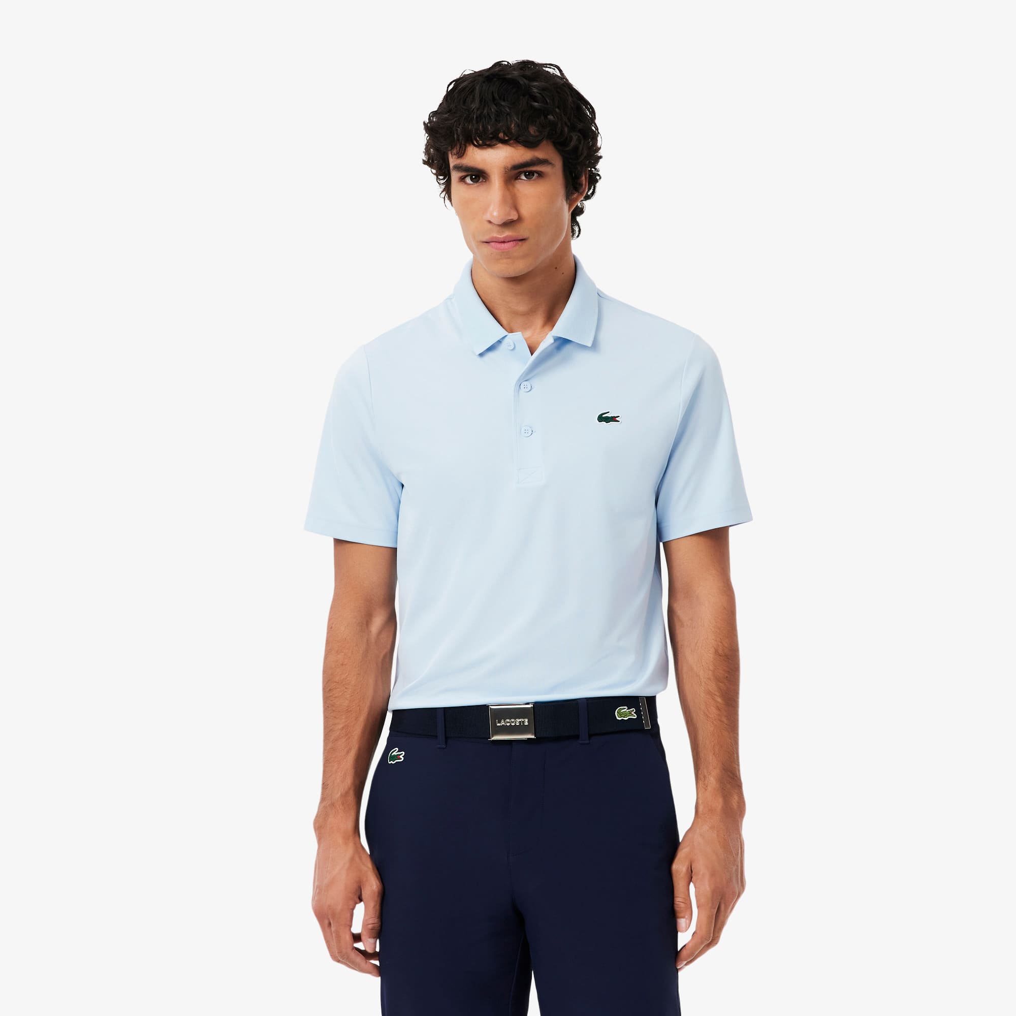 Lacoste Men's Regular Fit Uv Protect Golf Polo In Blue