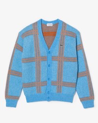 Unisex Lacoste Tartan Pattern Wool Cardigan