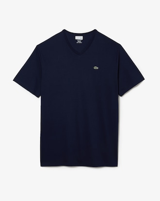 Men’s Tall Fit Ribbed V-Neck Cotton T-Shirt