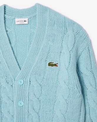 Unisex Loose Fit Cable Knit Wool Cardigan