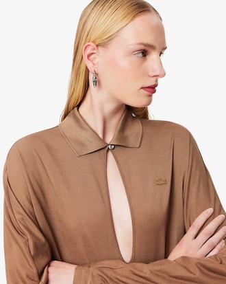 Runway Polo Collar Silk Maxi Dress
