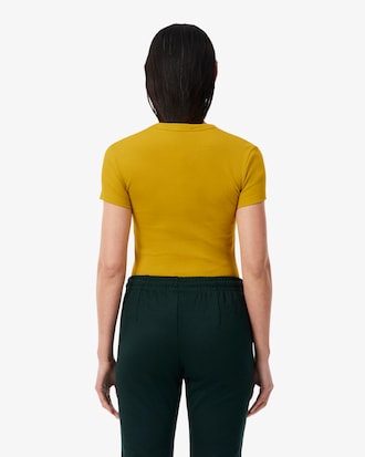 Playera de Corte Slim de Algod&oacute;n Acanalado para Mujer