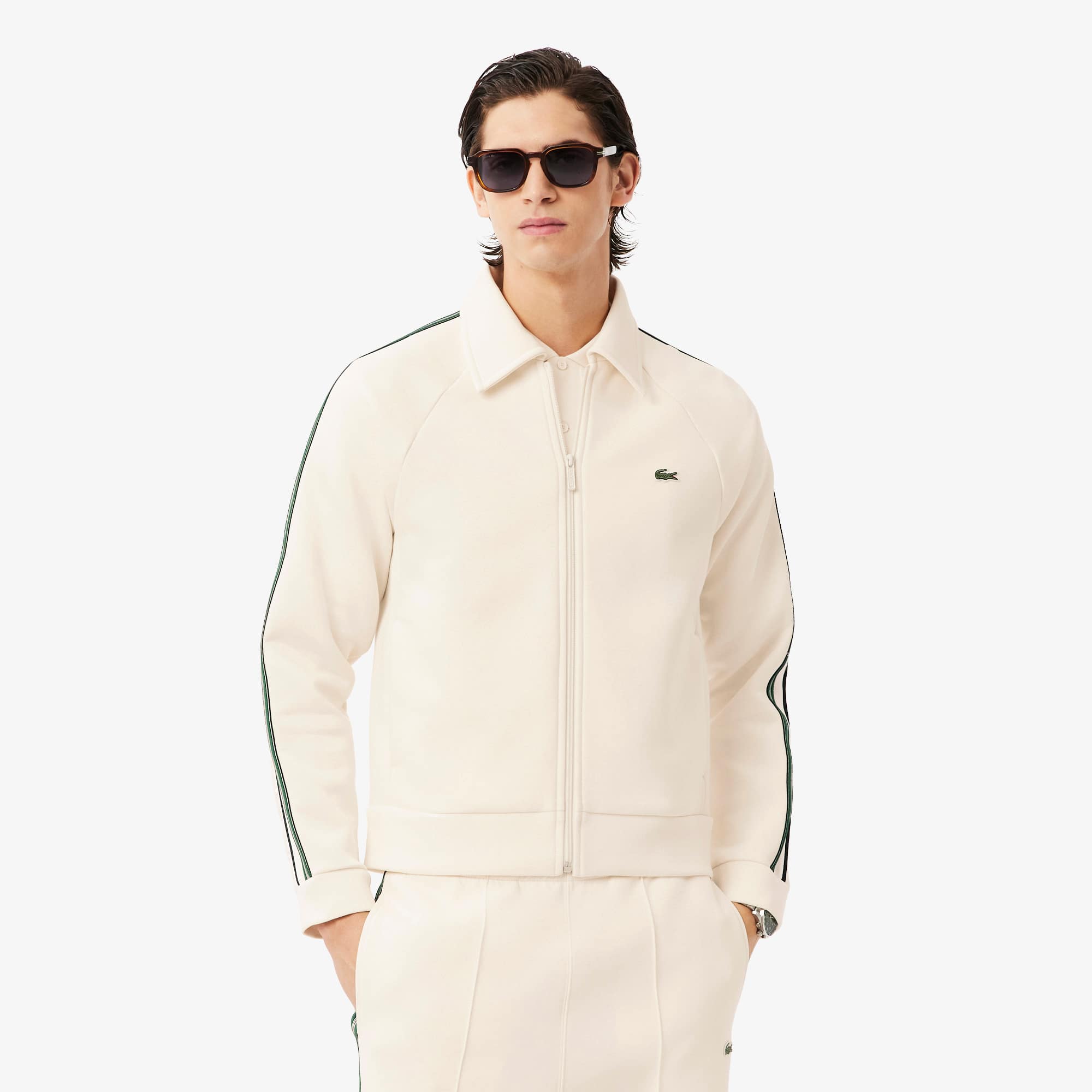 Lacoste Men's Made In France Zip-up Sweatshirt - M - 4 In Neutral