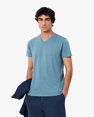 T-shirt homme à col en V en jersey de coton pima