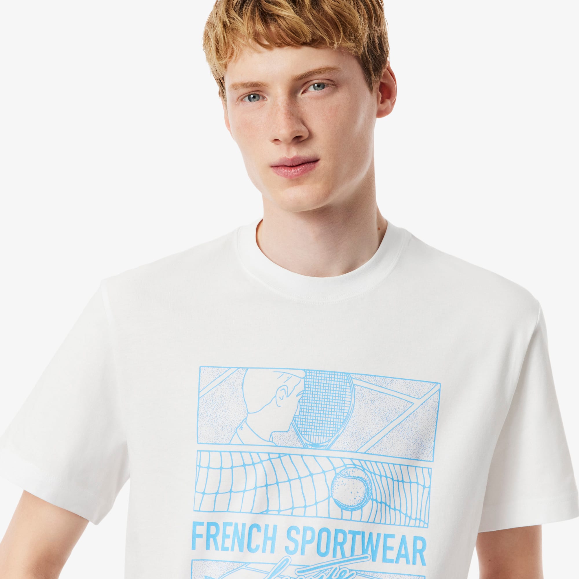 Men's Tennis Court Print Cotton T-Shirt - T-shirts - New In 2026