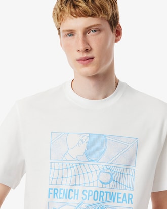 Men's Tennis Court Print Cotton T-Shirt