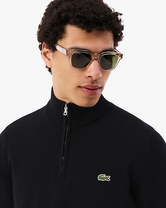 Men's Zip-Up High-Neck Cotton Sweater