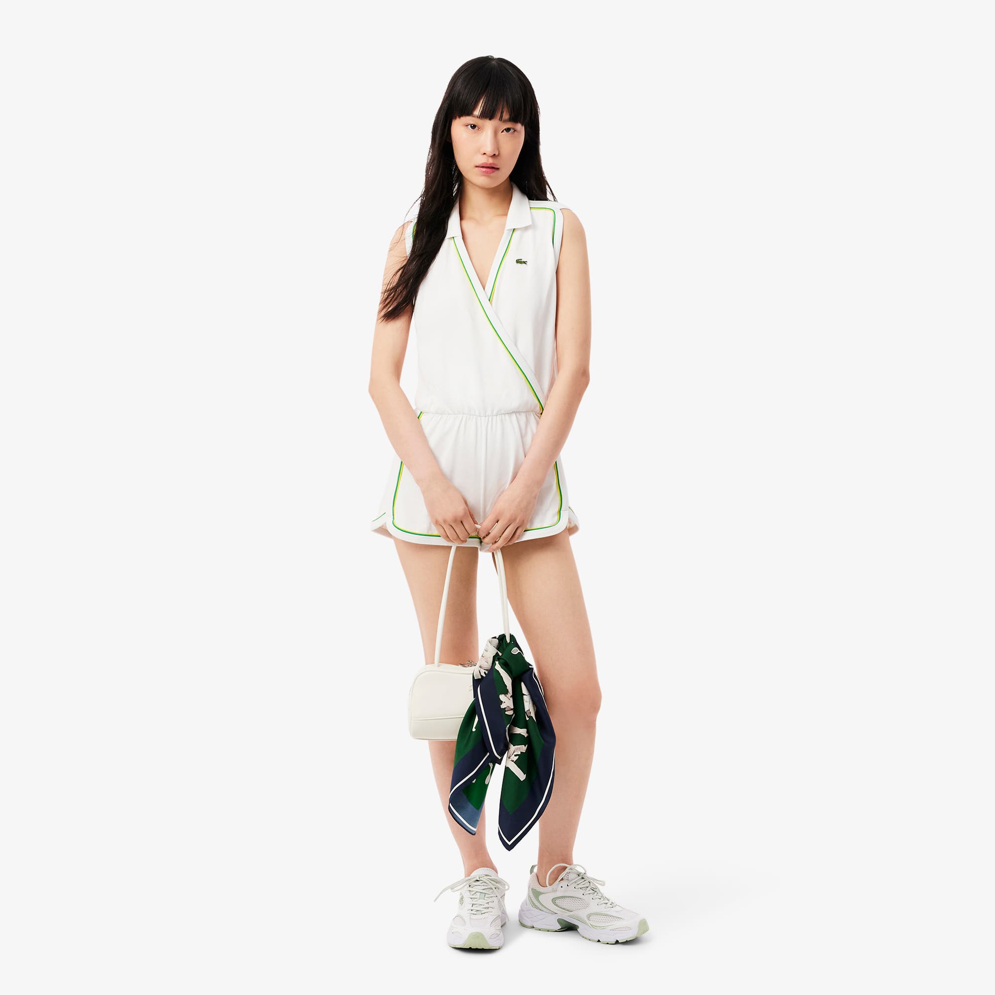 Lacoste Mono Polo Sin Mangas Para Mujer Blanco