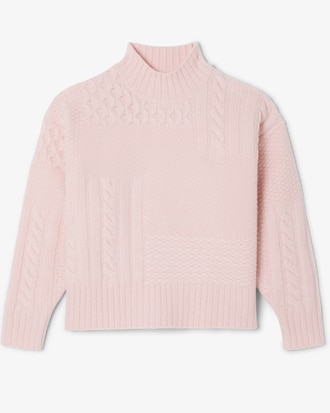 Women's Patchwork Effect High-Neck Wool Sweater