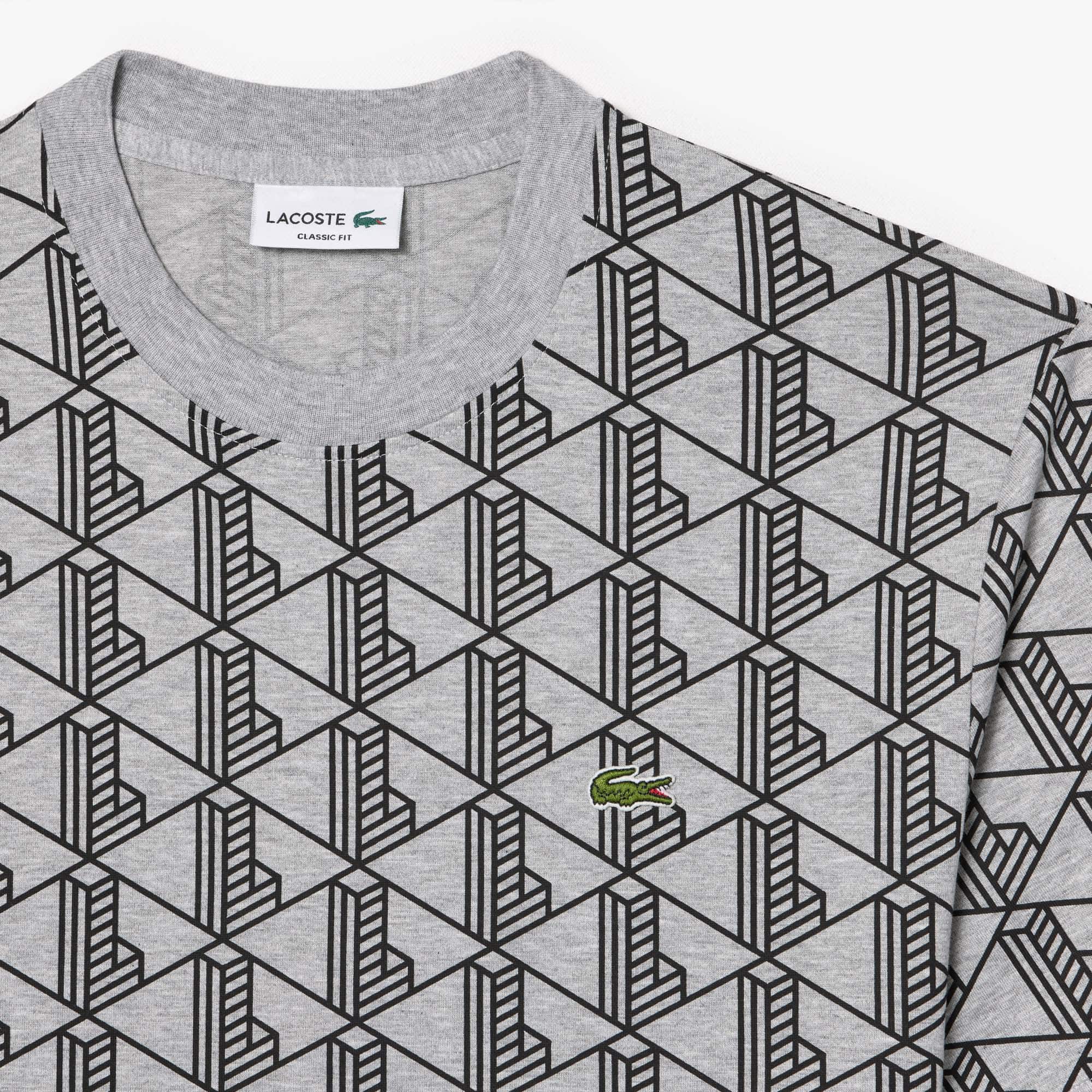 ◆Lacoste◆ Monogram/モノグラム コットン 半袖 Tシャツ Lacoste モノグラム Tシャツ | ブルー | FARFETCH JP