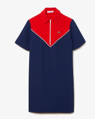 Vestido tipo polo fluido con cierre en el cuello para mujer