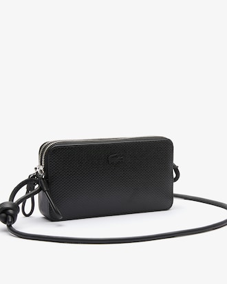 Pochette smartphone zipp&eacute;e Chantaco &agrave; bandouli&egrave;re en cuir piqu&eacute;