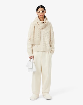 Runway Cable Knit Cashmere Scarf