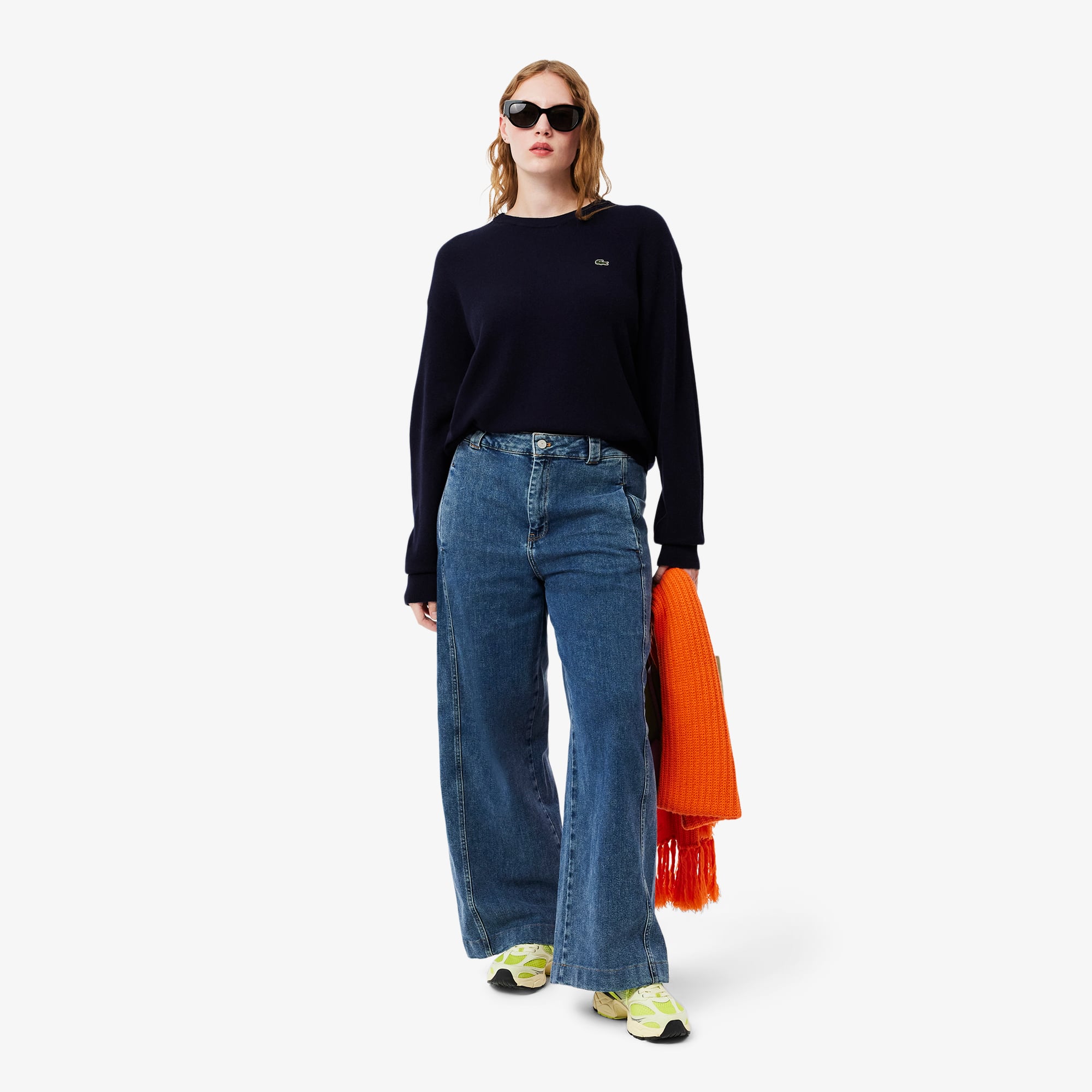 Women's Relaxed Fit Wool Moss Stitch Sweater - Sweaters