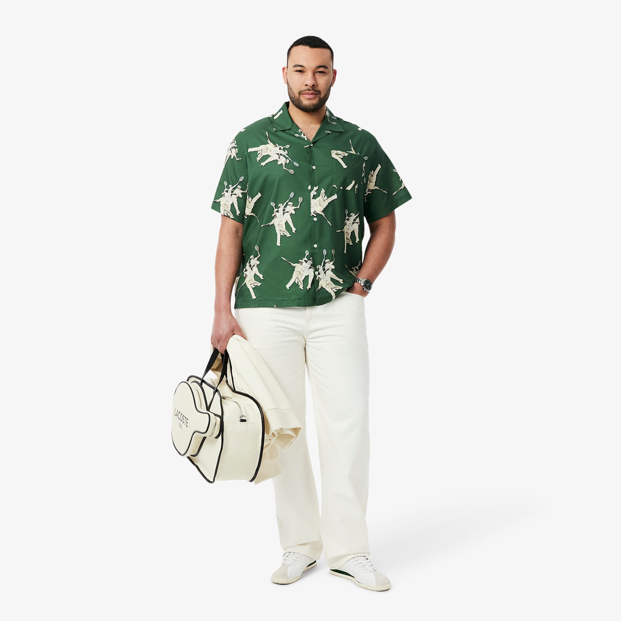 Men's Relaxed Fit René Lacoste Print Shirt - Organic Cotton - New