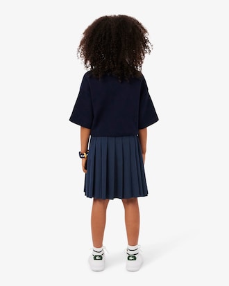 Girls' Oxford Cotton Pleated Skirt