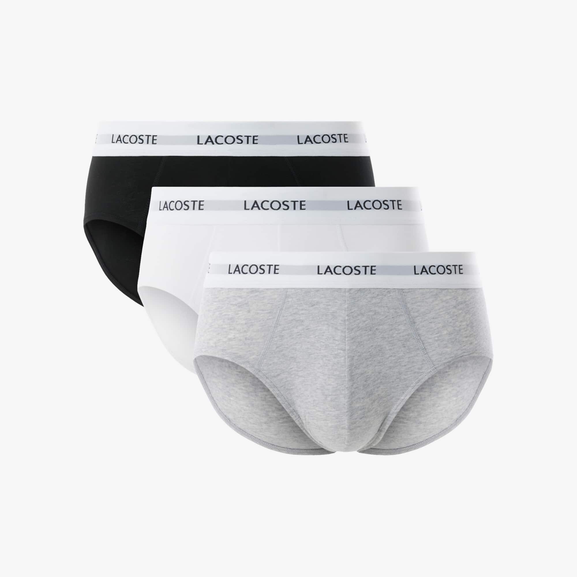 Lacoste Men's 3-pack Stretch Cotton Briefs In Black