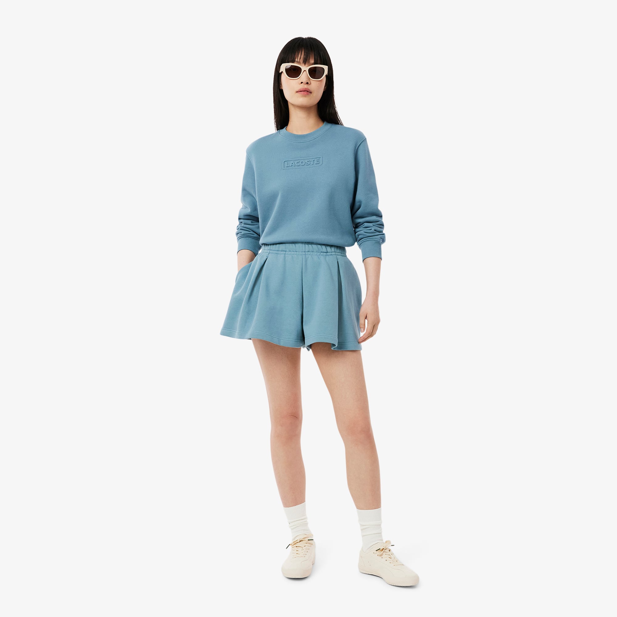 Lacoste Shorts De Tela Plisados ​​Para Mujer Azul
