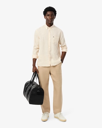 Pantalones De Sarga De Lino De Corte Regular Para Hombre