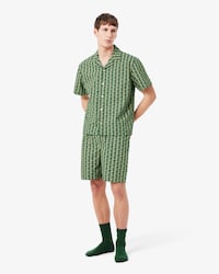 Shorts De Pijama De Popelina Con Estampado Monograma