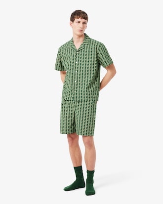 Shorts De Pijama De Popelina Con Estampado Monograma