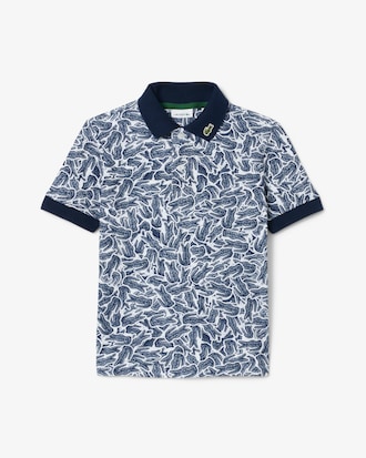 Crocodile Print Piqué Polo Shirt