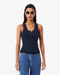 Women's Slim Fit Pointelle Knit Cotton Tank Top