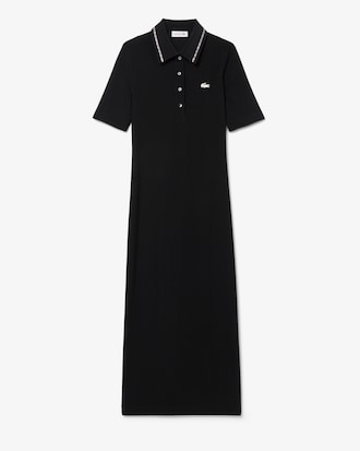 Women's Slim Fit Diamanté Crocodile Polo Collar Dress