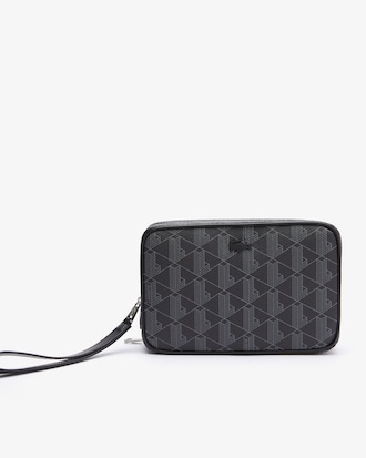 The Blend Zippered Monogram Canvas Clutch