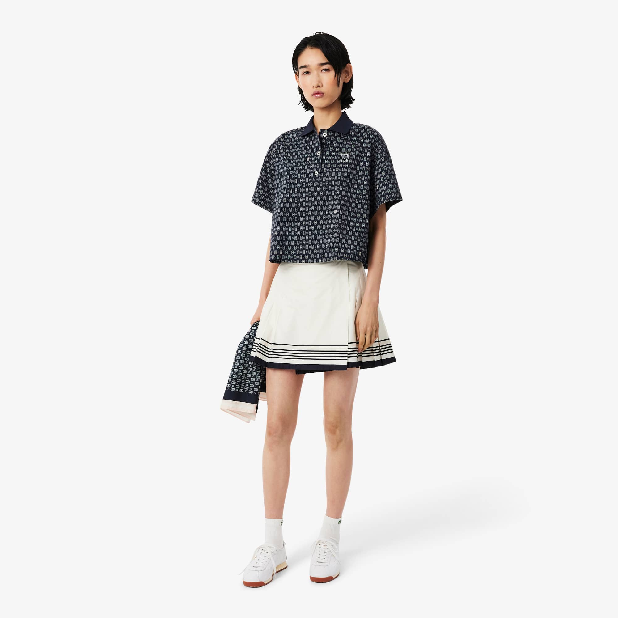 Lacoste Short Pleated Wrap Skirt - Xl (42) In White
