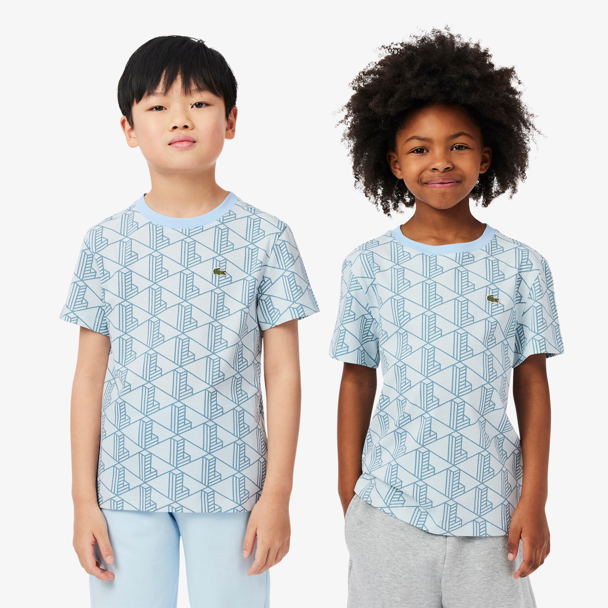 Kids' Monogram Print Cotton T-Shirt - Teens T-Shirts & Tops - New
