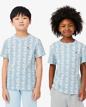 Kids' Monogram Print Cotton T-Shirt