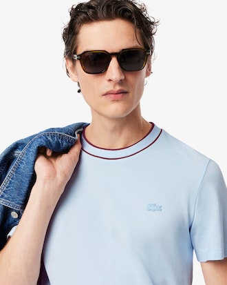 Men's Stretch Piqué Striped Collar T-Shirt