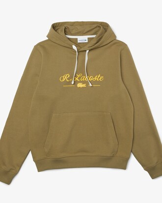 Men’s Embroidered Lettering Hooded Cotton Fleece Sweatshirt