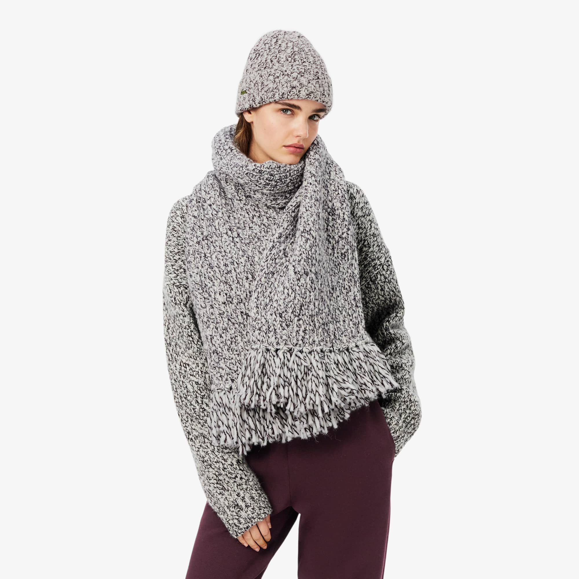 Mercerized Wool Blend Knit Scarf - undefined - New In 2026 | Lacoste