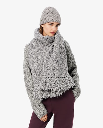 Mercerized Wool Blend Knit Scarf